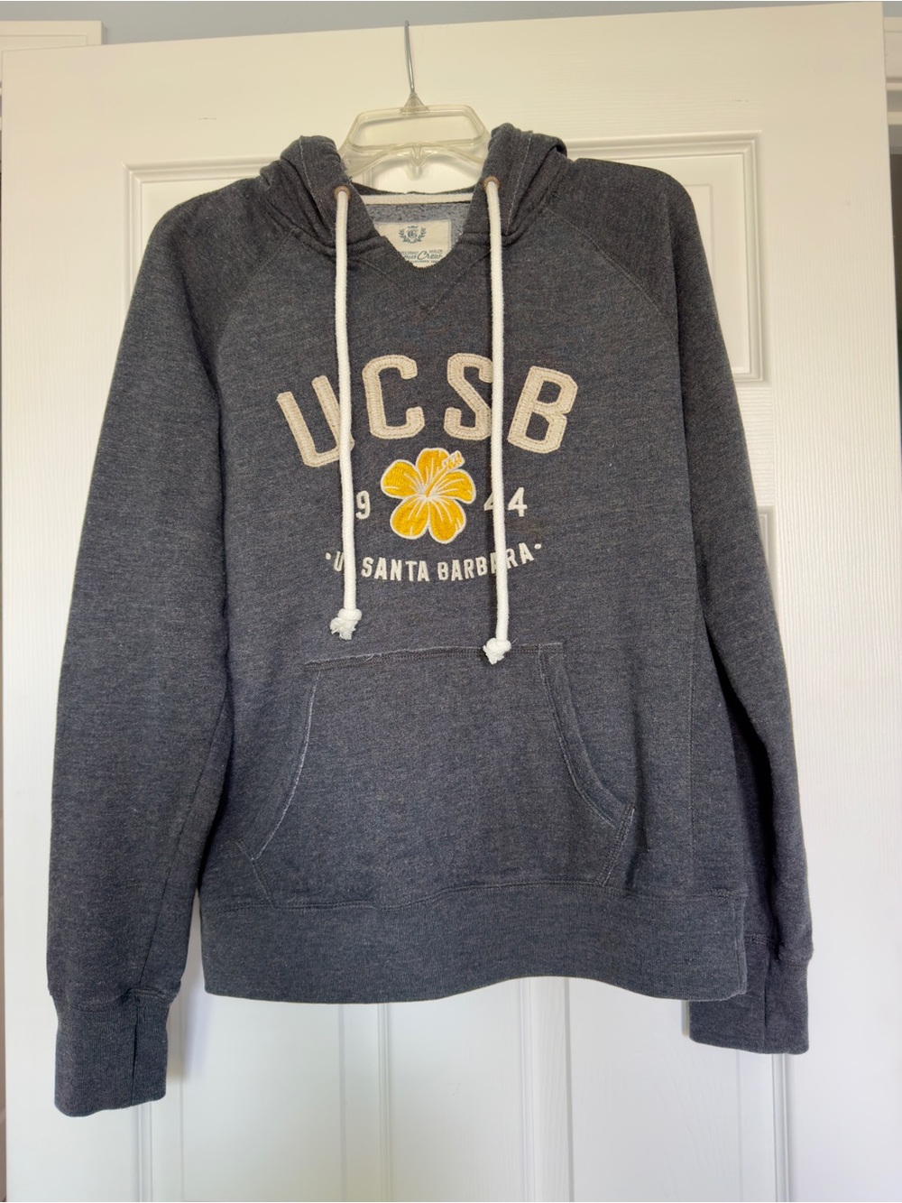 UCSB Gray Pullover Hoodie with Yellow Hibiscus Graphic